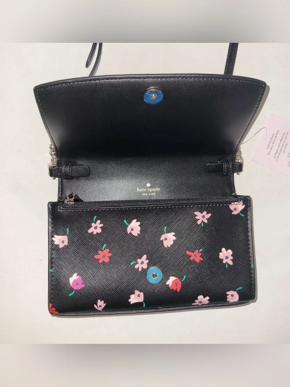 Kate Spade Staci Ditsy Buds Crossbody Bag Built-In Wallet Black Floral WLR00607